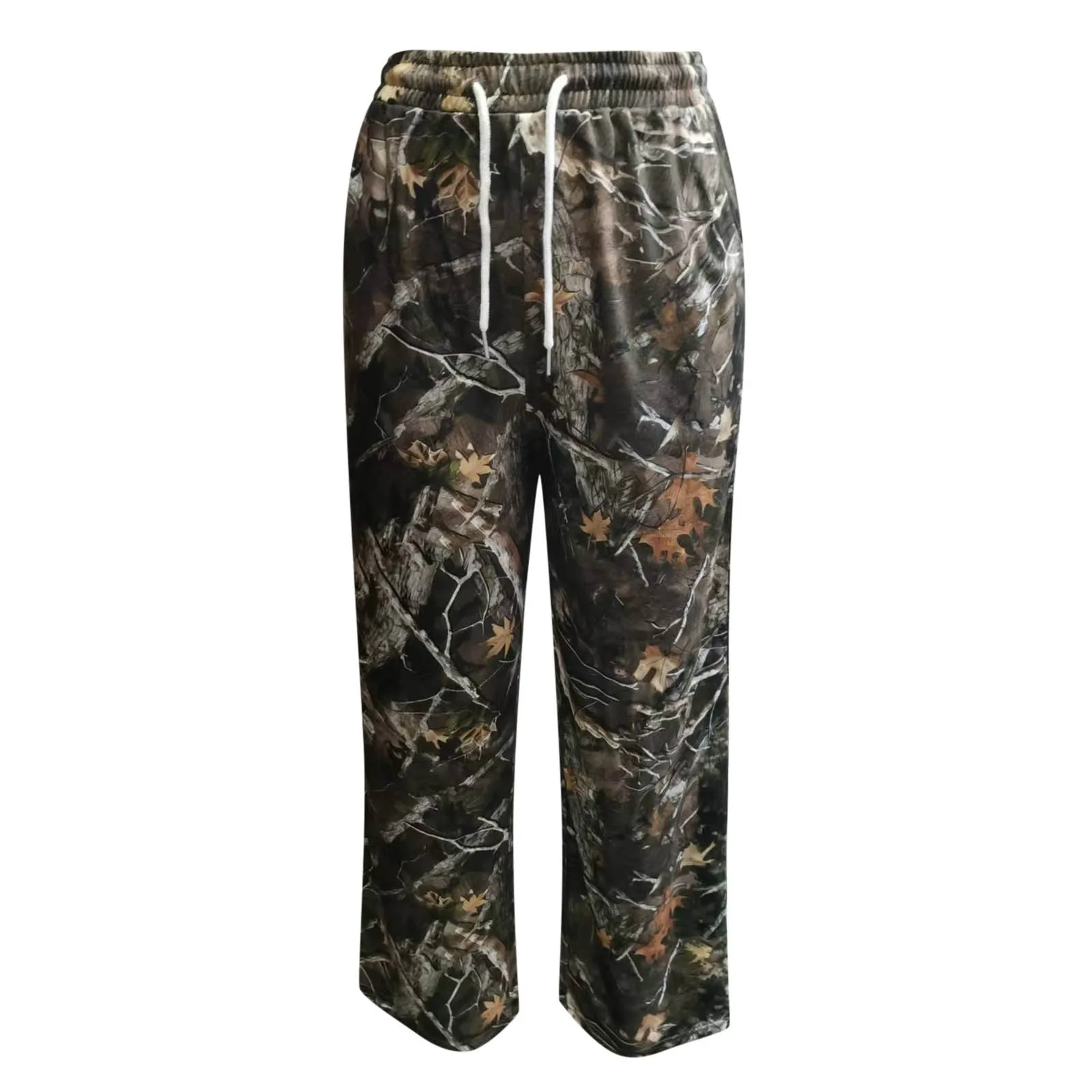 Realtree Damesbroek Winter Amerikaanse Vintage Lange Broek Hoge Taille Wijde Pijpen Uitlopende Broek Y2k Camo Print Sport Zweetbroek