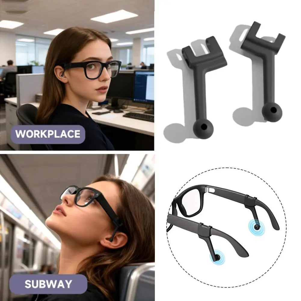 

1 Pair Skyler Glasses Sound Concentrator For Meta Ray Ban Glasses Sound Guide Tube All-Day Comfort Black Wireless Stereo Earbuds