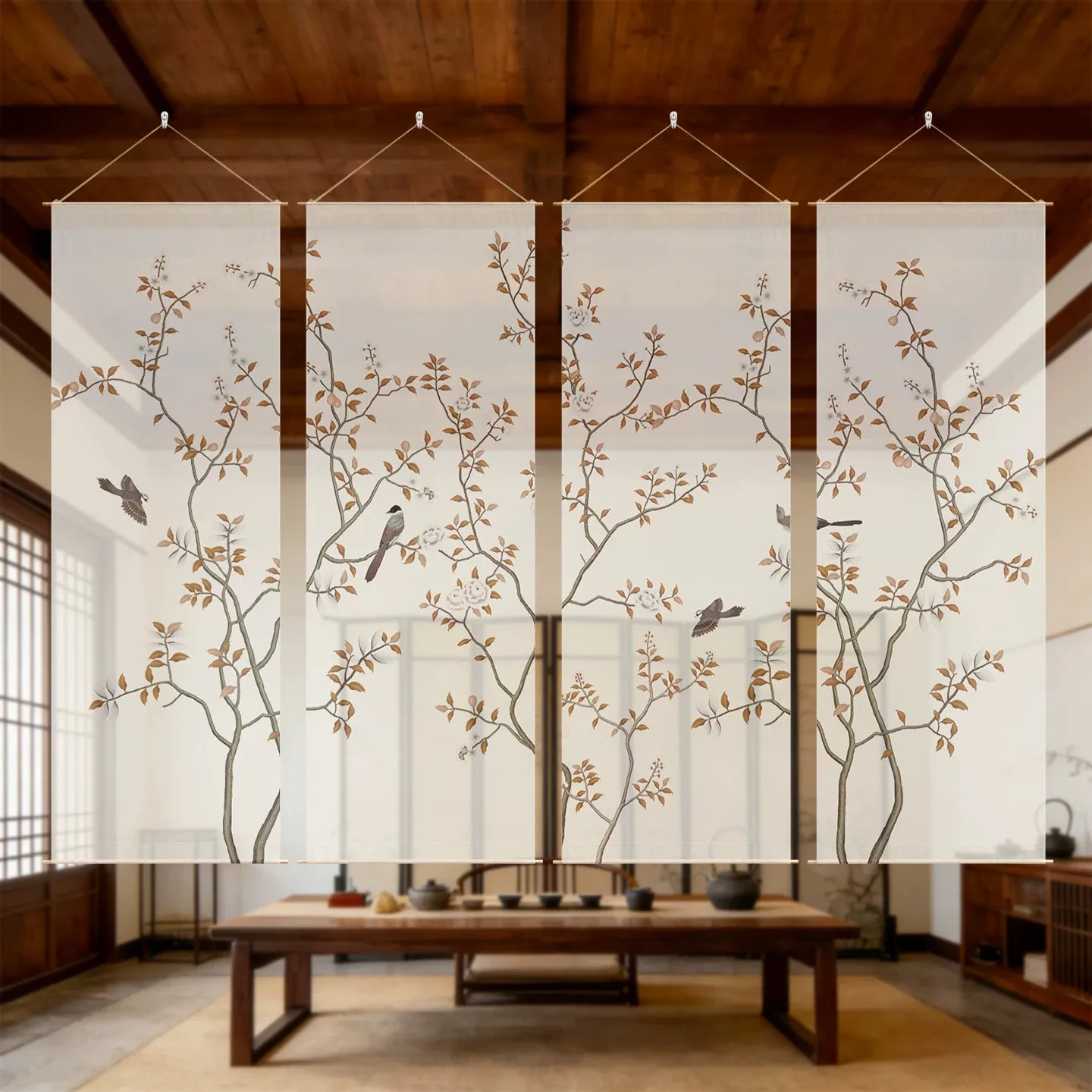 ✨Dopamine Detox Hanging Divider – Semi Transparent Gauze Curtain, Zen Privacy for Focus Nook, Minimalist Bedroom & Digital Detox