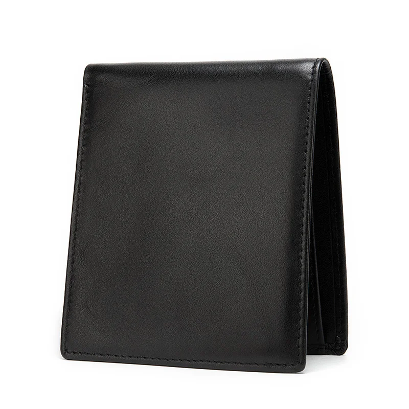 Monedero de cuero genuino para hombre, cartera delgada RFID, tarjetero, grabado de nombre, regalos, 9061