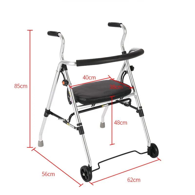 Folding Elderly Carriage Seniors Roller Walker, Aluminum Alloy Lightweight 4KG Shopping Cart