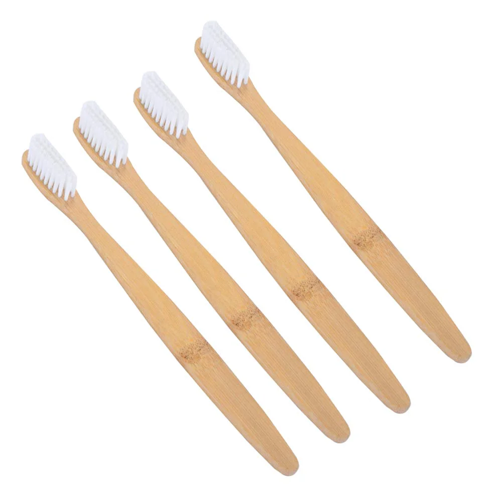 4 Pcs Plaque Removal Toothbrush Healthy Gums Bamboo Charcoal Decay Prevention Woodiness Wooden with Non-toxic Materials