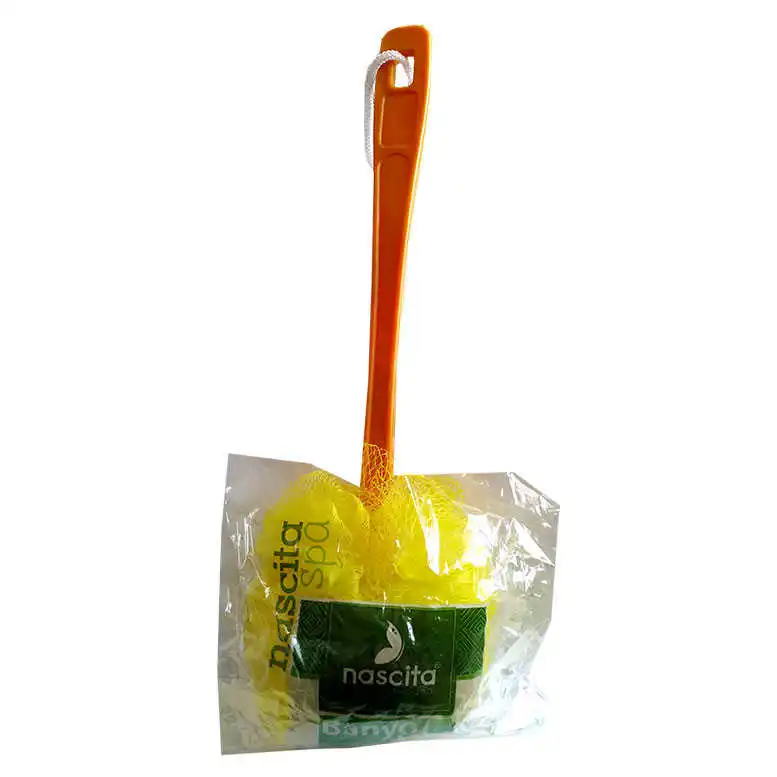 Bath Shower Fiber Handle Yellow