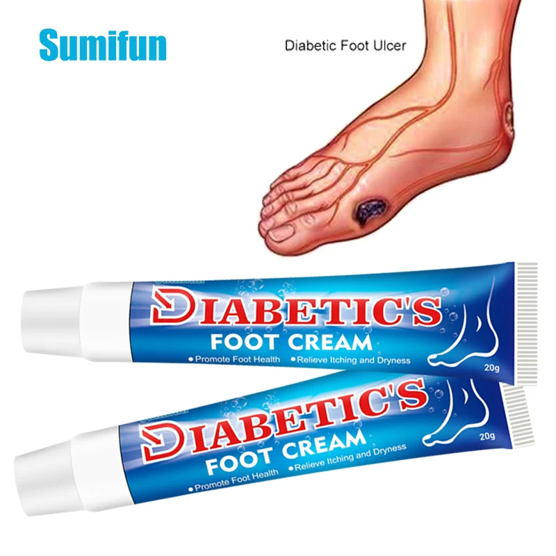 Sumifun Diabetes Ulcer Foot Treatment Cream Anti Inflammation Debaucjed Diabetic Ulceration Itch Relief Skin Repair Ointment 20g