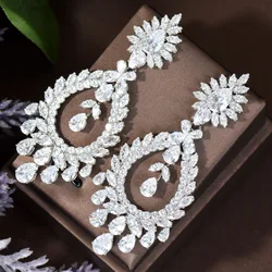 HIBRIDE Big Water Drop Cubic Zirconia Large Wedding Party Dangle Earrings For Women Bridal Jewelry Accessories Bijoux E-523