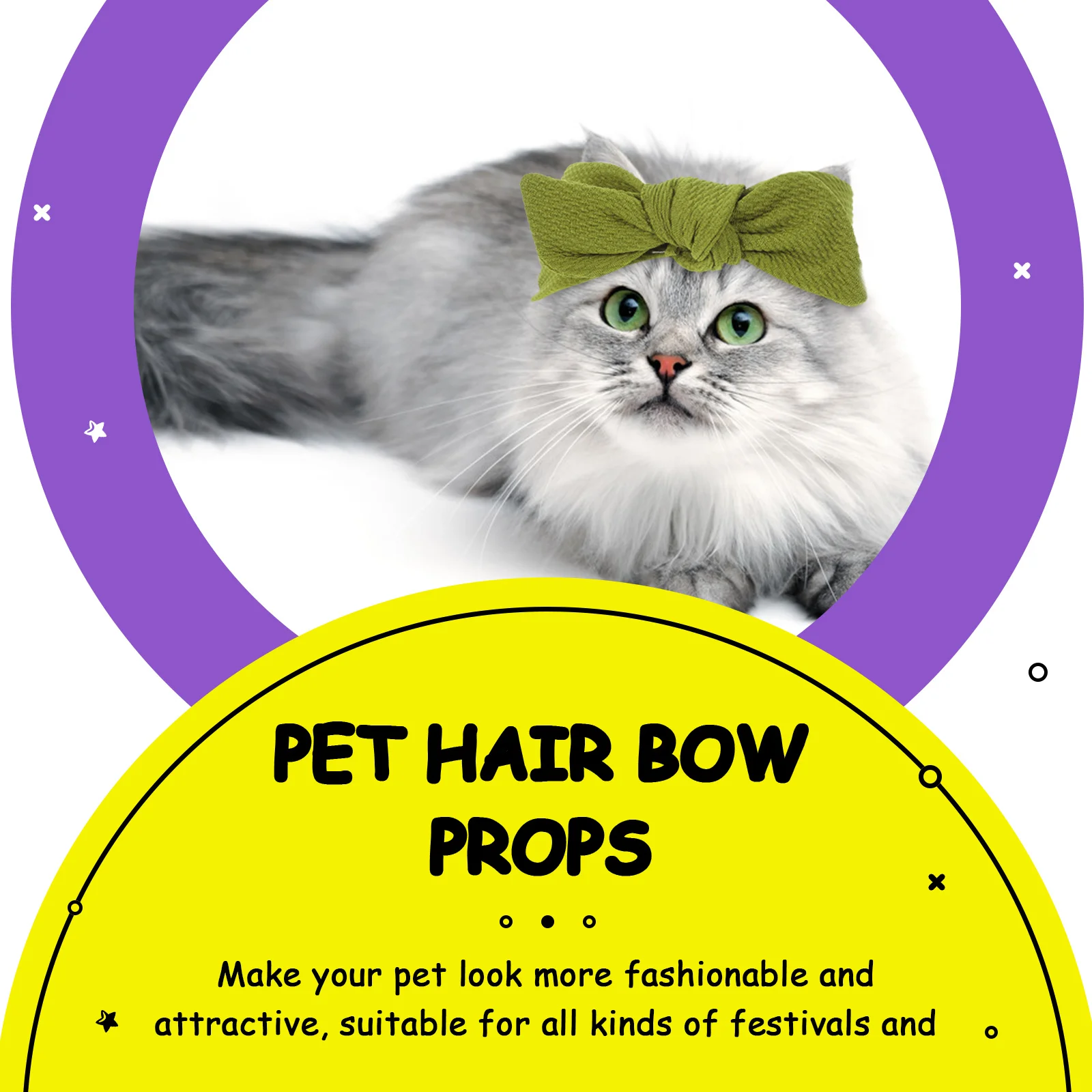 

2Pcs Pet Bow Hairbands Stretchy Bowknot Headbands Decorative Dog Hair Accessories Festival Party Supplies Dog Headband