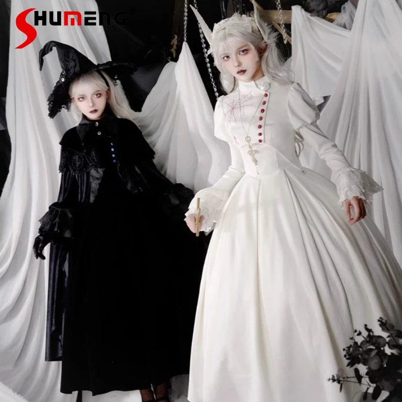 

Original Halloween Short Top High Waist Fishbone Breast Support Dress 2piece Autumn New Cosplay Gothic Lolita Outfits Women