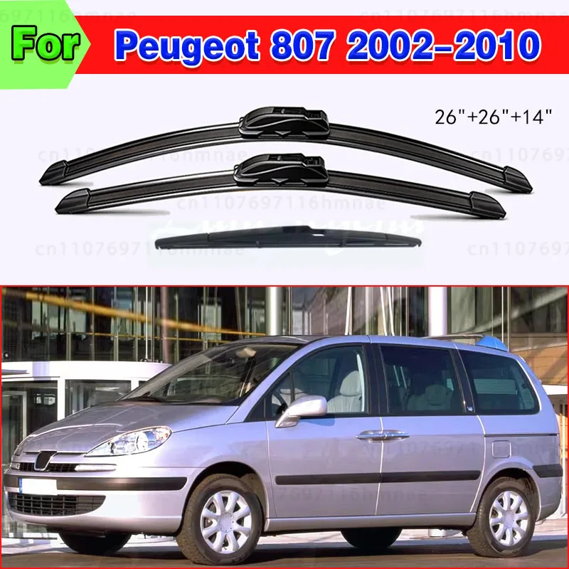 3 Stück für Peugeot 807 2002-2010 Vordere und Hintere Scheibenwischerblätter 2003 2004 2005 2006 2007 2008 Windschutzscheiben-Zubehör