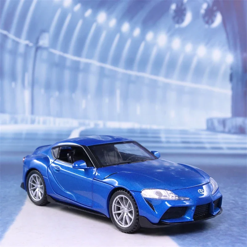 1:32 TOYOTA GR SUPRA BULL KINGGR Simulation Diecast Metal Alloy Model car Sound Light Pull Back Collection Kids Toy Gifts A161