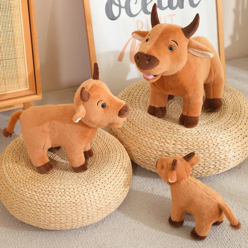 

25~60cm Brown Standing Cattle Plush Toy Stuffed Simulation Wild Animal Doll Birthday Present