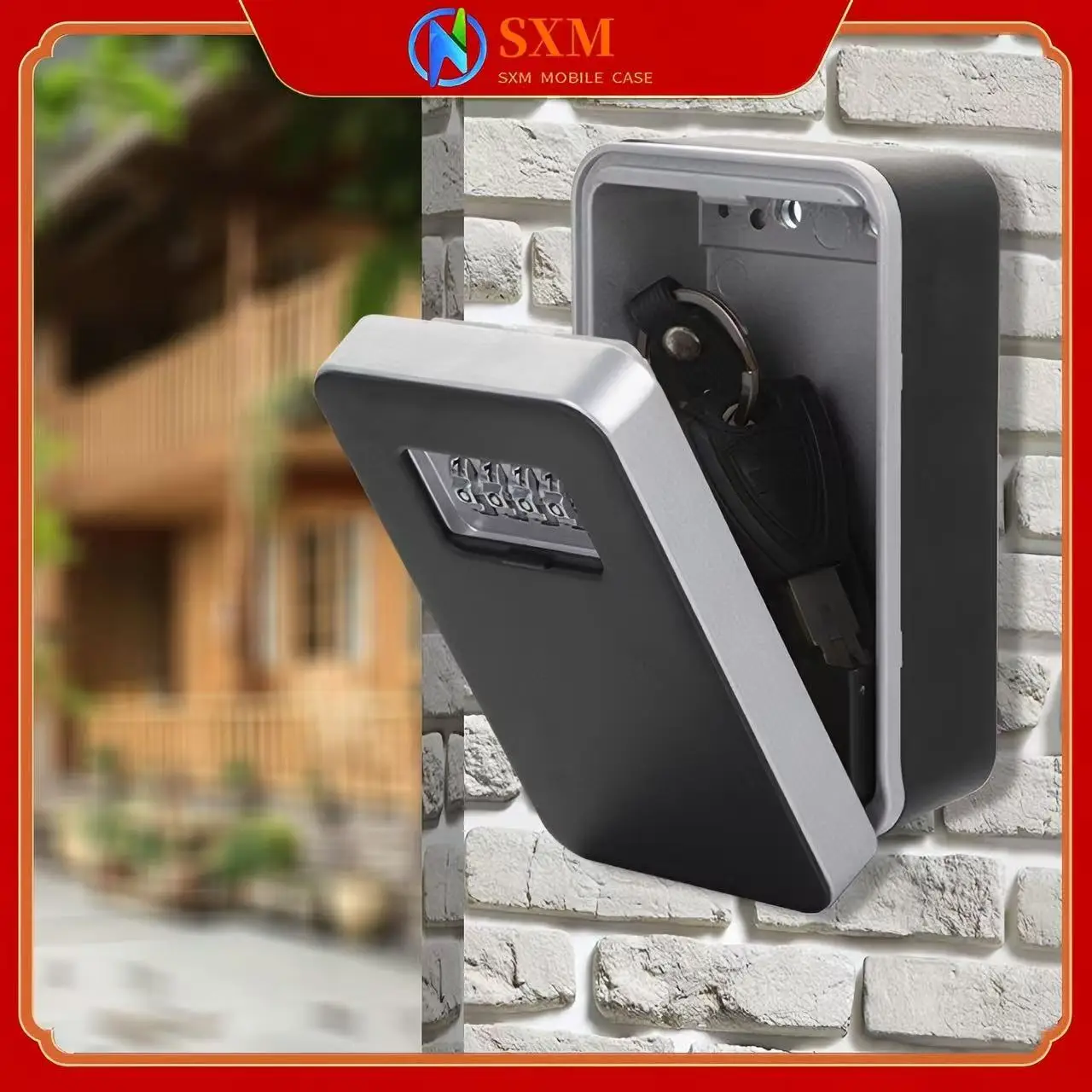 لا تركيب صندوق مفاتيح رمز البوابة الخارجية ذو سعة كبيرة، غطاء مقاوم للماء، صندوق مفاتيح، صندوق كلمة المرور