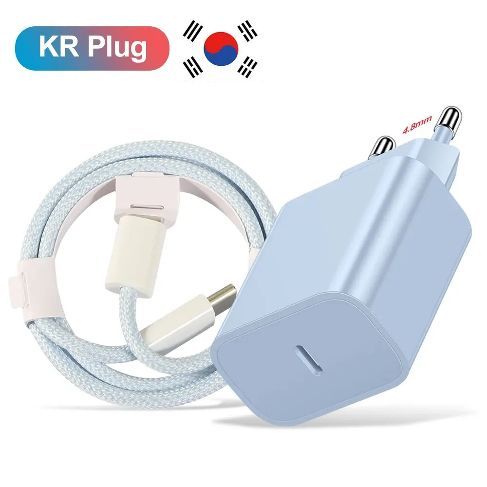 20W PD Korean USB C Type C Charger For iPhone 15 Fast Charging Cable For Xiaomi Redmi Note 12 Samsung S23 Ultra Type C Phone