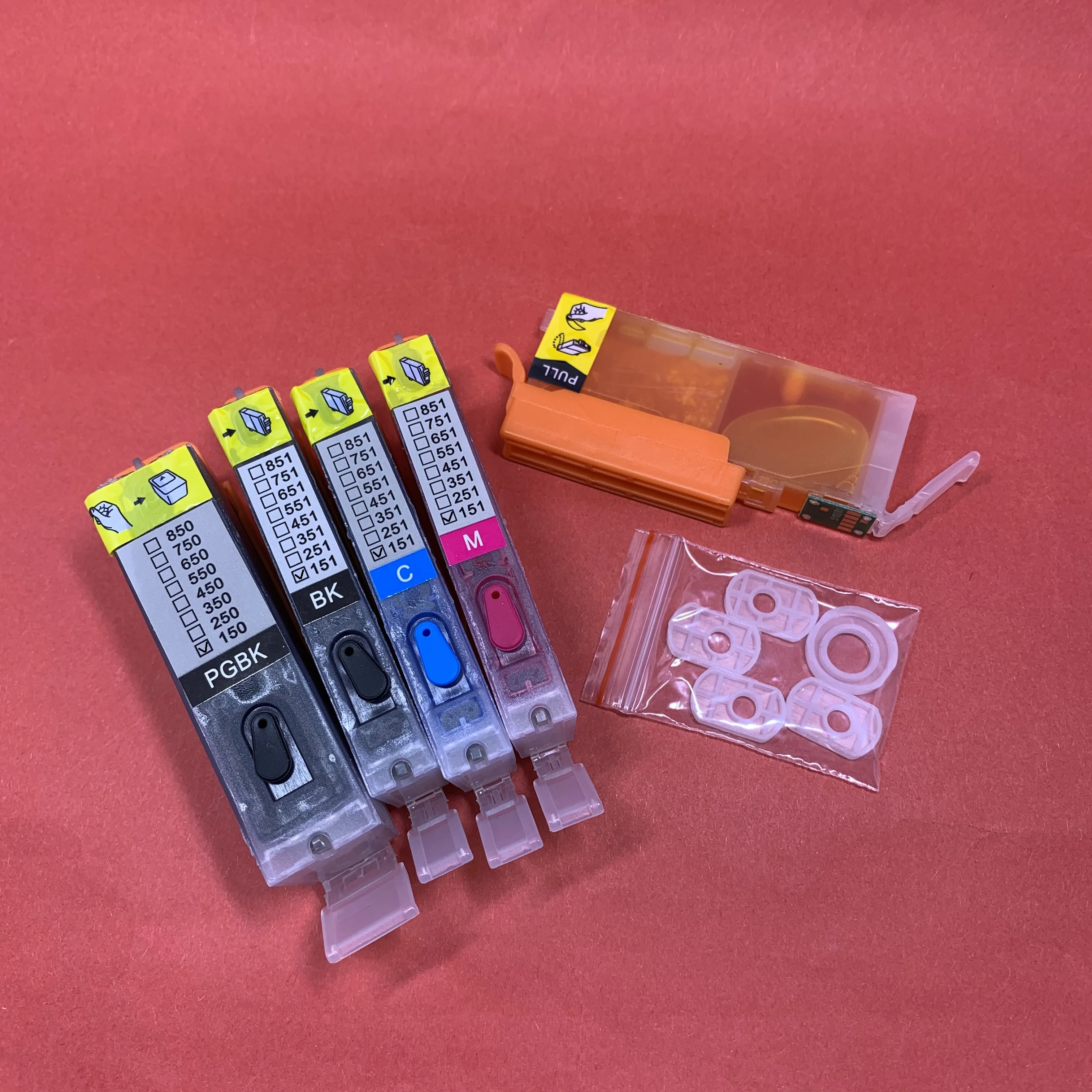 

5Colors Full Dye Ink PGI-150 CLI-151 Refillable Cartridge with ARC for Canon PIXMA MG5410 MG5510 MG5610 MG6310 MG6410 MG6610