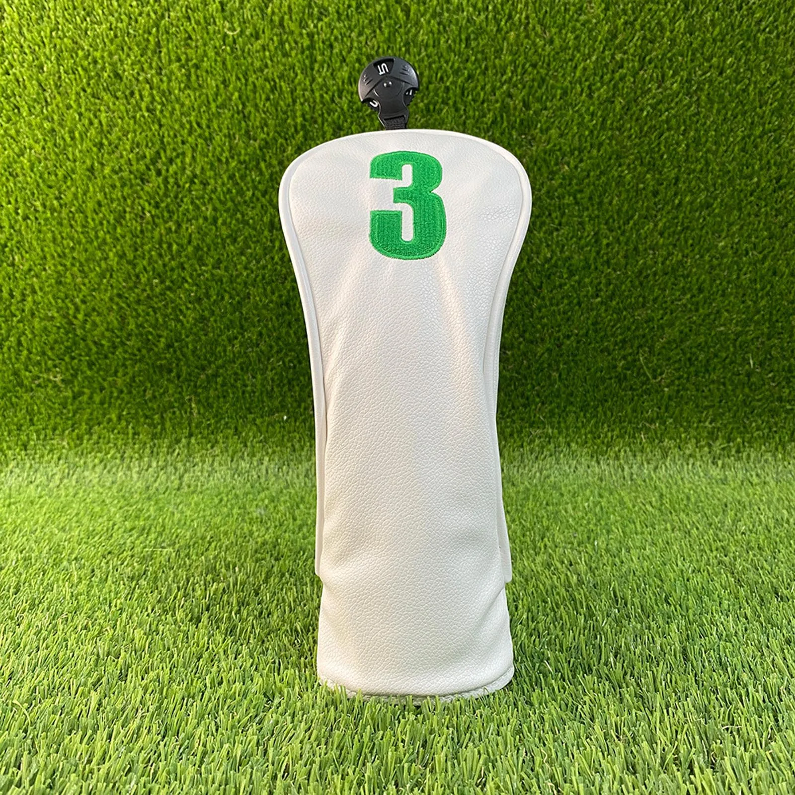 Number Embroidery Golf Headcover Elastic Bands Water Resistant Leather Club Head Cover with Soft Lining  Drivers Fairway UT view 3