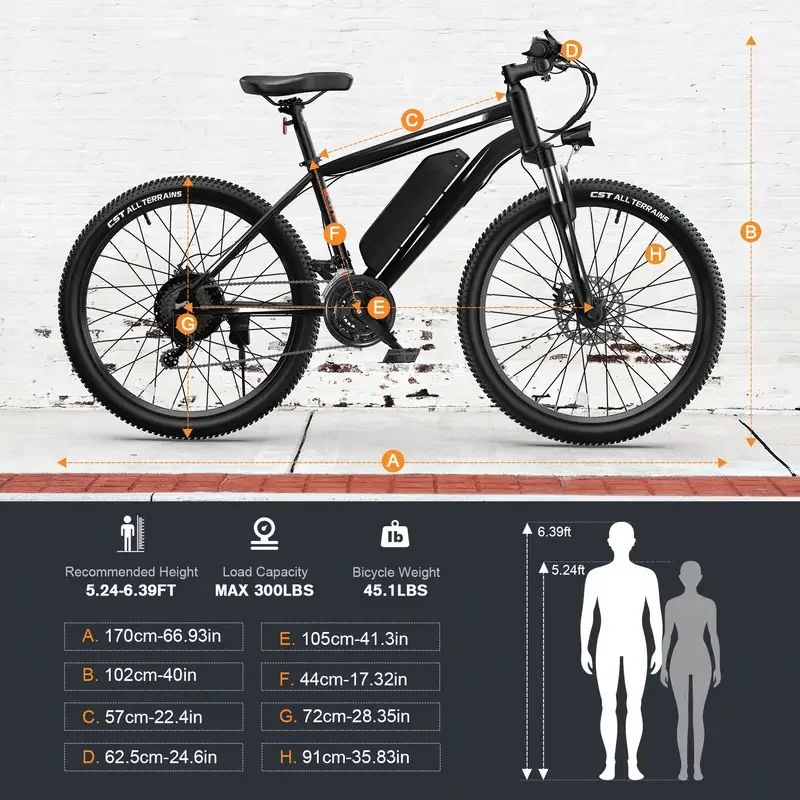 دراجات نارية كهربائية مقاس 26 بوصة دراجة جبلية للبالغين، محرك ذروة 700 وات 22 ميجا في الساعة 38 ميلًا 10.4AH 15.6AH دراجة كهربائية للبالغين #2