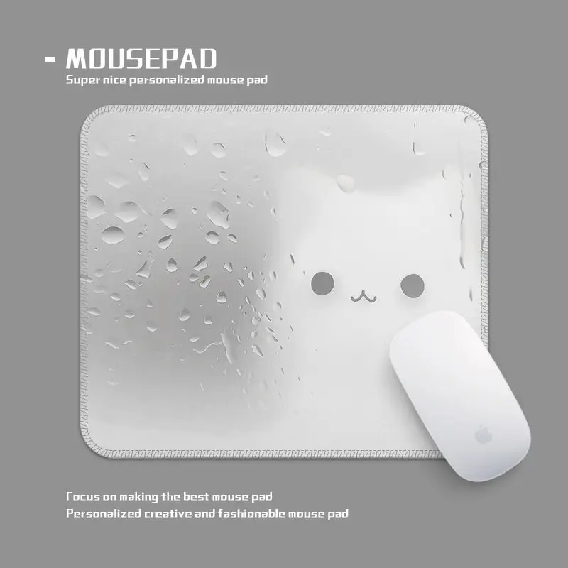 Kawaii Cute Anime Girl Cartoon Illustration Light Blue Rubber Large Mouse Pad Minimalist Decorative Desk Mat Office Study Room