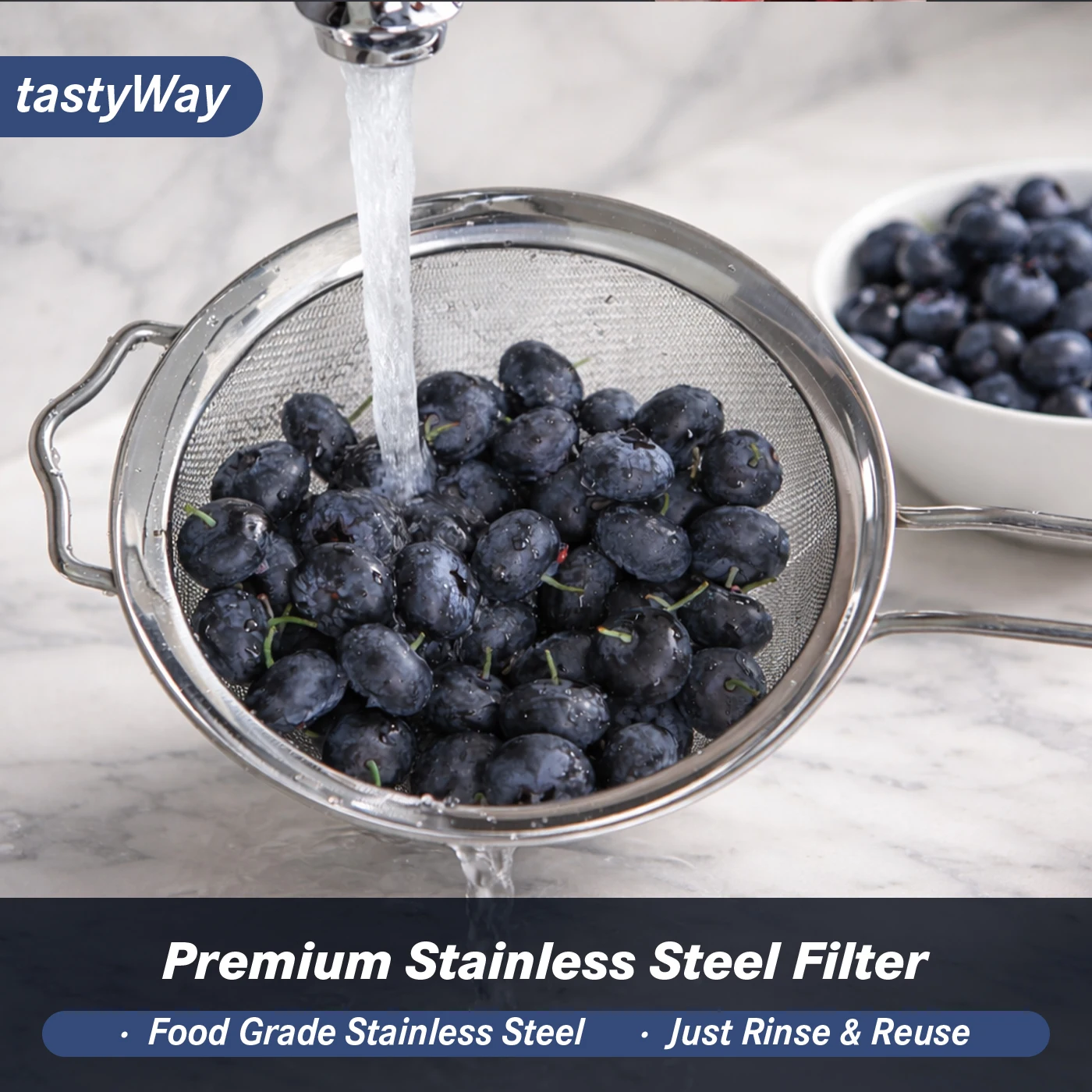 

tastyWay Multi-Functional Oil Skimmer Strainer - Stainless Steel Fine Mesh Filter Spoon for Fried Foods | Kitchen Must-Have