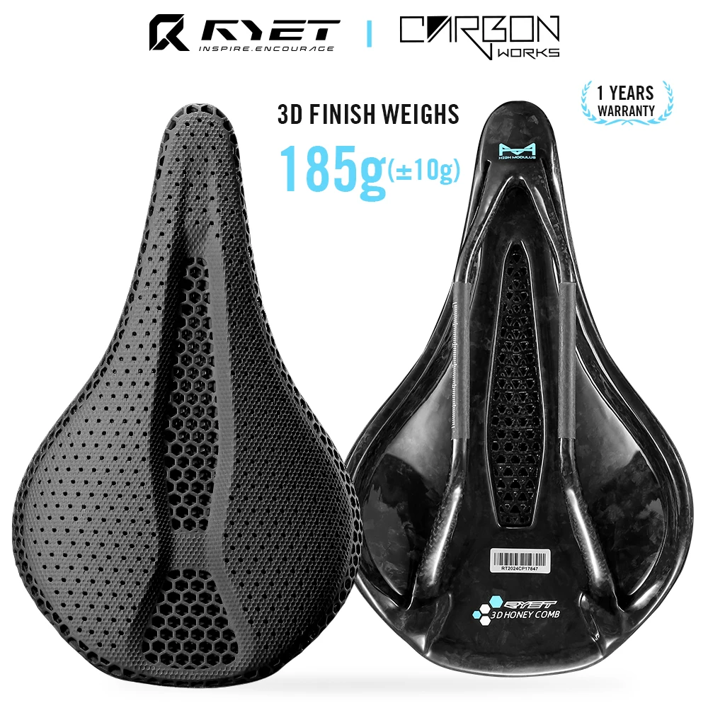 RYET Carbon 3D Gedrukt Zadel 145MM Ultralight 130g 7*9 Fiets Zitplaatsen Voor Mannen Vrouwen triathlon Road MTB Berg Grind Fietsonderdelen