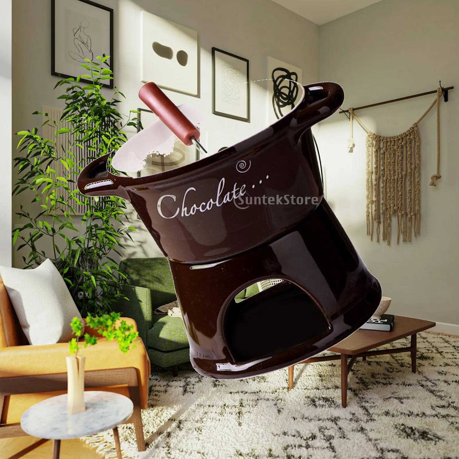 Olla para Fondue de Chocolate, Derretidor de Chocolate, Electrodoméstico de Cocina, Olla para Derretir Mantequilla, Set de Olla para Fondue para Caramelos, Queso, Postres y Sopas Caseras