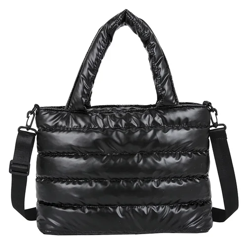 Imagen 1 del producto Bolsos de invierno para mujer, espacio móvil, bolsos de plumas brillantes para mujer, chaqueta acolchada de algodón, bolso de hombro, artículos baratos, bolsas de Navidad 2025