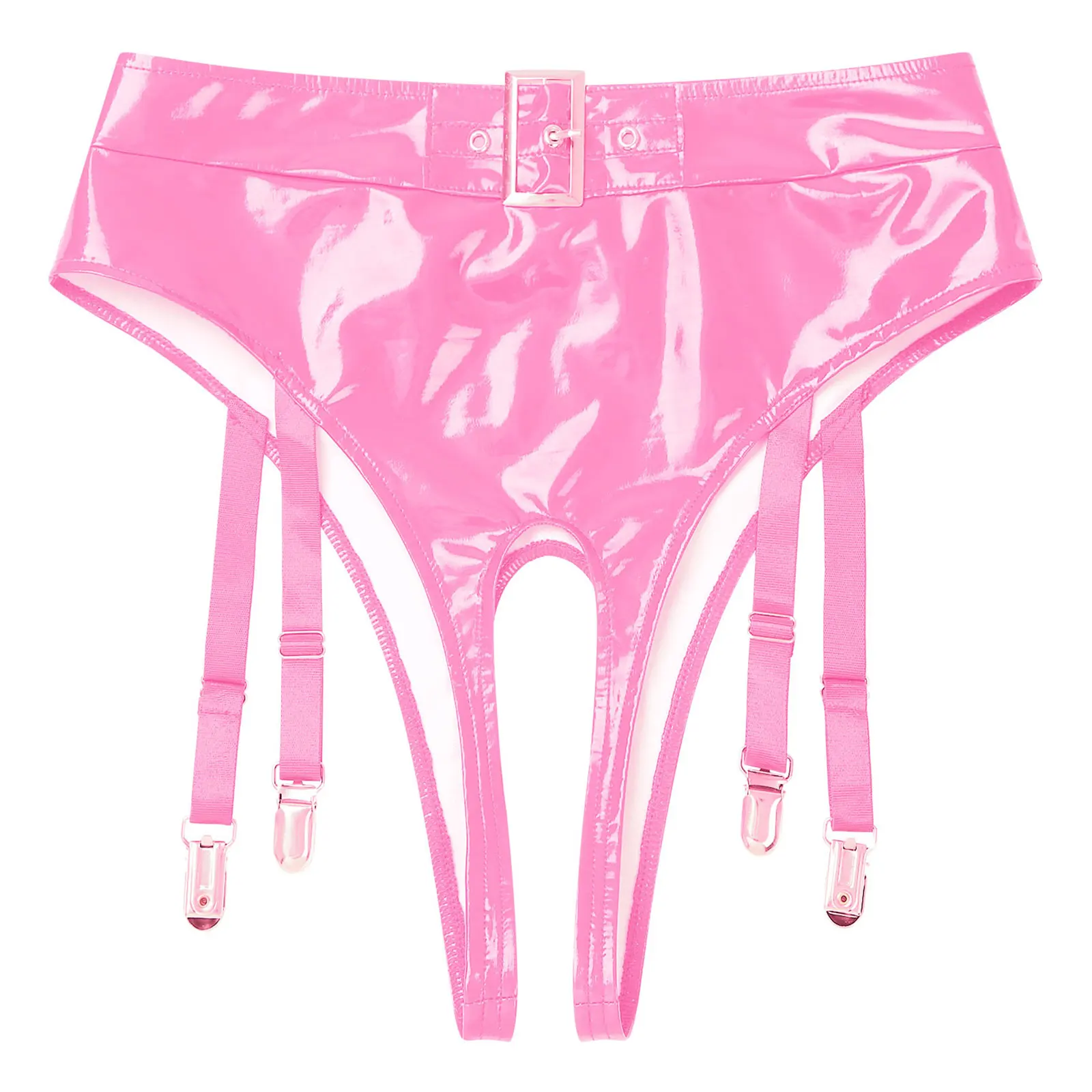 رجل الملابس الداخلية اللاتكس Crotchless الملابس الداخلية براءات الاختراع والجلود ملخصات مع مقاطع الرباط عالية الخصر مفتوحة المنشعب سراويل رفيعة كلوبوير