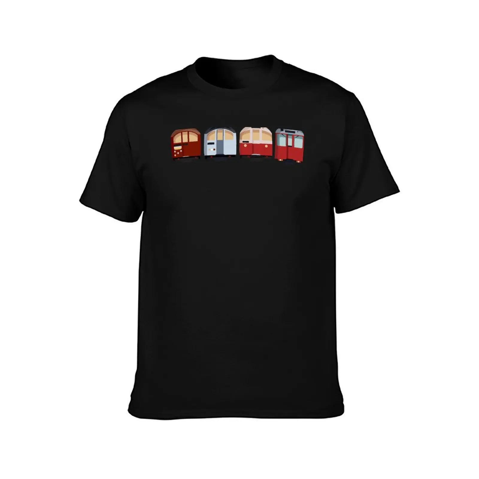 Horizontal Old Vintage London Tube Trains, Together, Stock Underground Train Silver Red Vintage Minimal T-Shirt