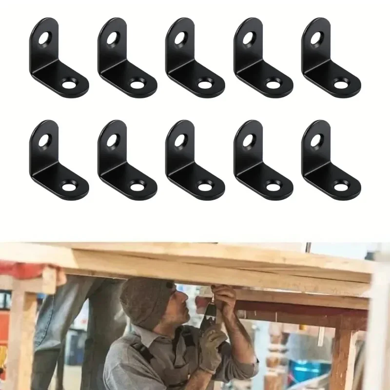 10 Pieces L bracket Straight Angle support, joint right Angle, black 90 degree shelf support, shelves, wooden boxes, furniture