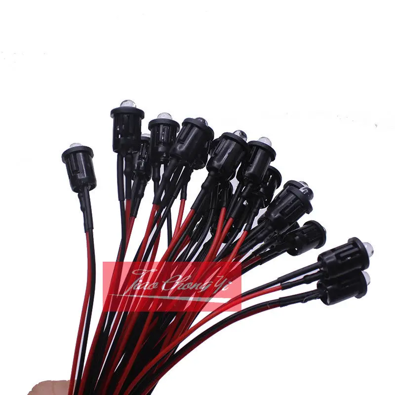 DC 5-12V 5mm Red/Blue/Green/White/Yellow Pink UV Orange color PreWired Car Boat LED with Holder 10-100PCS