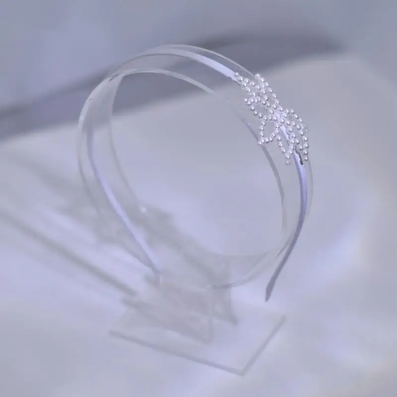 

Delicate Wedding Hairband Elastic Metal Base Pearls Embellished Headpiece