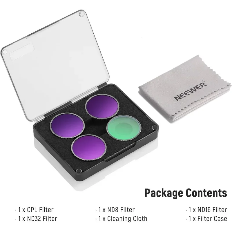 

4 Pack ND8 ND16 ND32 CPL Polarizer Neutral Density Filters Kit Action Camera Lens Accessories for DJI Osmo Action 5Pro/4/3
