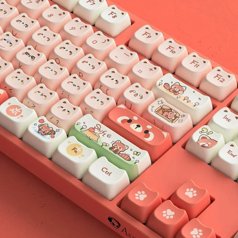 

Akko Raccoon MAO 142-Key Keycaps PBT Dye-sub Full SP Keycap Set for Mechanical Keyboards Customized Cute Cat Ear Theme