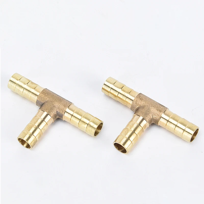 1PC 6/8/10/12/14/16/19mm﻿Brass Pagoda Joint Brass T Type Hose Pipe Fitting Barbed Connector Joint Air Water Oil Coupler Adapter