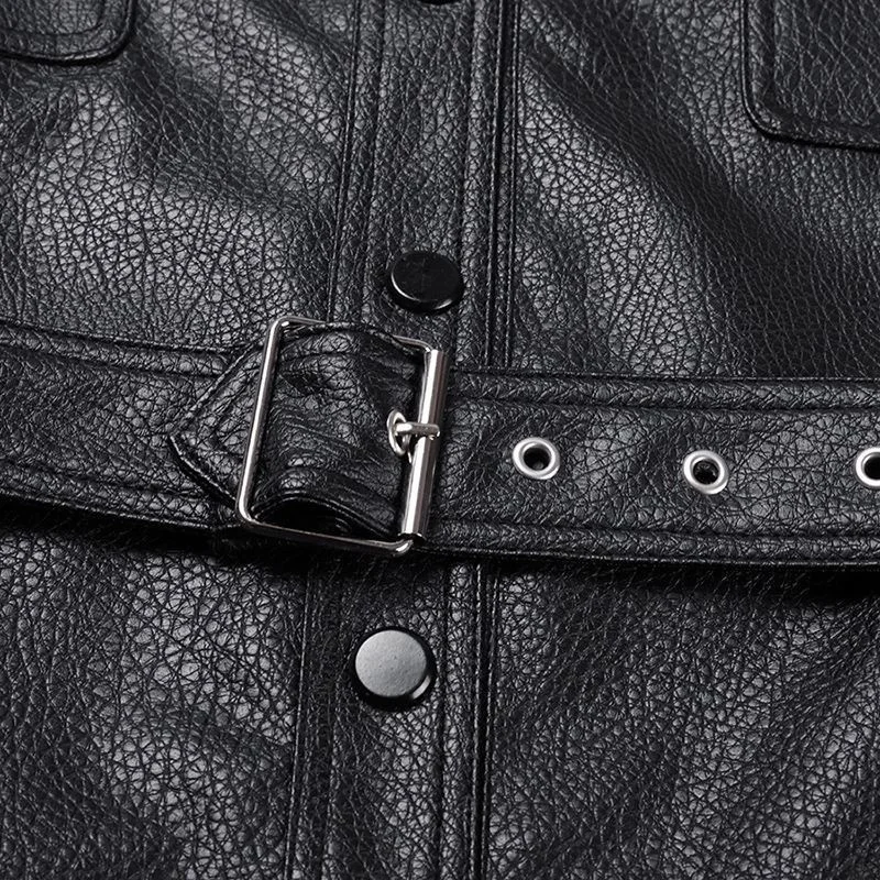 Motorcycle Jacket Women's Fashion Belt Design Short Leather Coat Spring Autumn Thin Leisure PU Leather Jacket Outerwear 2026 6
