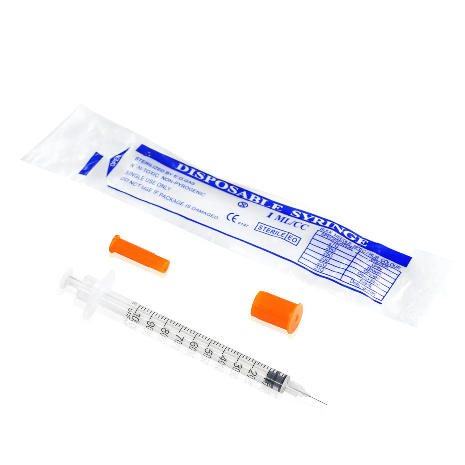 Seringue à insuline stérile de 1ml, 30G x 13mm, avec aiguille de 1/2 pouces, emballée individuellement pour usage animalier, 100/300 pièces