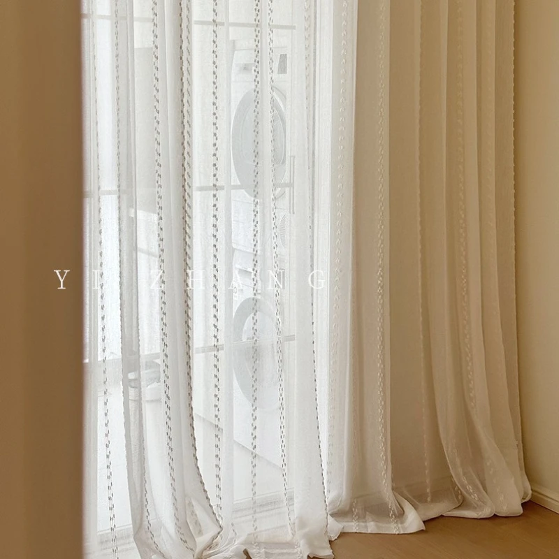 Luxury Eight-note Childlike and Cute Living Room Balcony Korean Style Ins Style High-end Versatile Gauze Curtain White Tulle