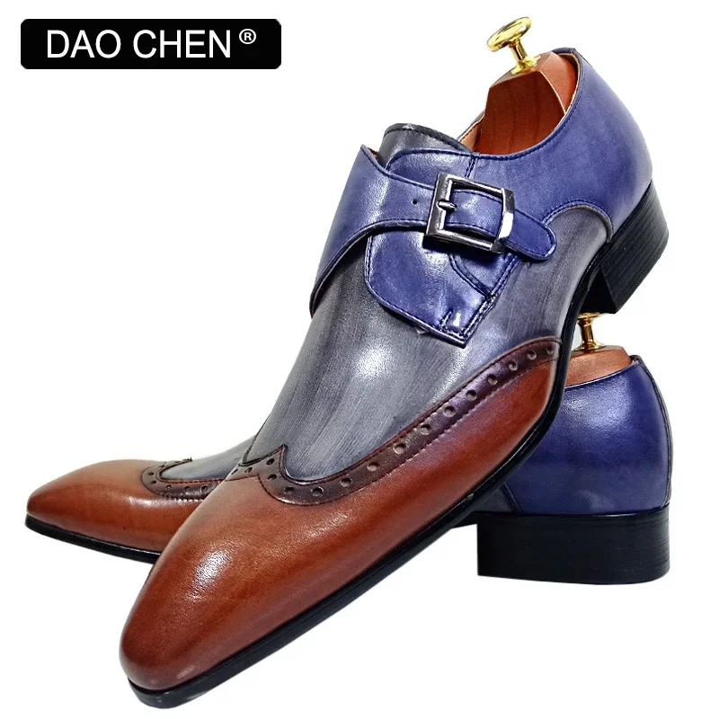 

LUXURY BRAND MEN'S LOAFERS SHOES BUCKLE STRAP MIX COLOR CASUAL MEN DRESS SHOES PURE BLACK OFFICE WEDDING LEATHER FOR MEN