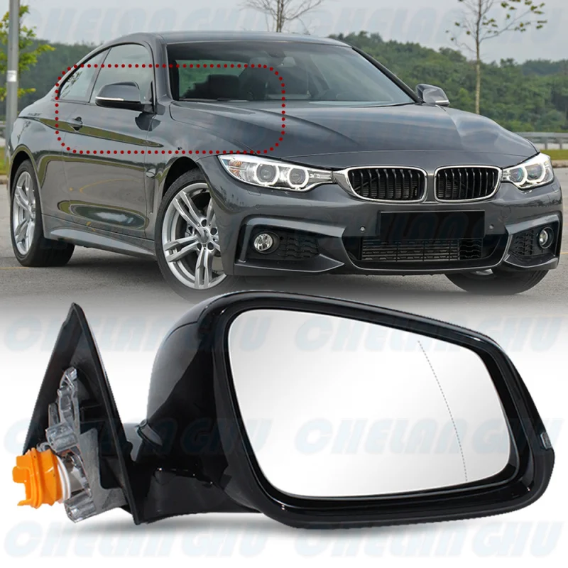 

For BMW F32 428i 435i 440i 2015 2016 2017 2018 2019 2020 Right Side 5 Pin Black Painted Heated Memory Power Fold Mirror Assembly