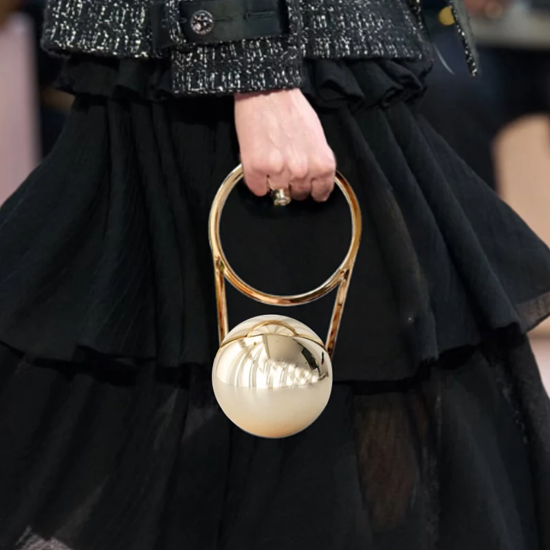 

Gold Round Ball Women's Handbag Brand Designer Bowling Bag pvc Mini Shoulder Bags Female Luxury Purse Fashion Armpit Bag