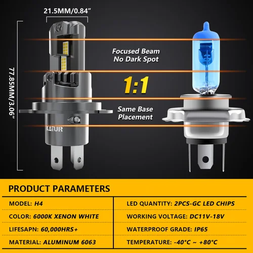 Imagen 2 del producto 2 uds 20000LM H4 9003 HB2 bombilla LED Canbus Turbo para faros delanteros 100W luz alta y baja para Audi BMW Mercedes Benz Ford VW Honda