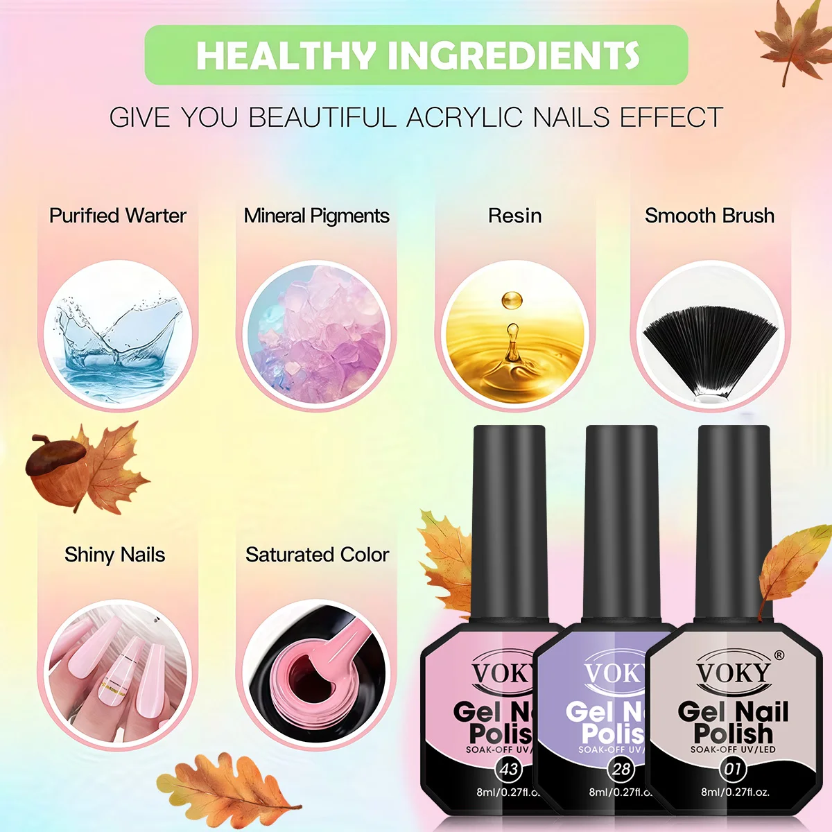 Ensemble de vernis à ongles Gel 8ML 7 pièces-Gel de couleur LED haute saturation, adapté au vernis à ongles pour femmes, vernis à ongles durable