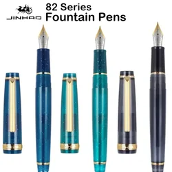 Jinhao 82 Fountain Pen Luxury Transparency Pen Spin Golden EF F Nib Business Office School Supplies Writing Ink Pen Stationary