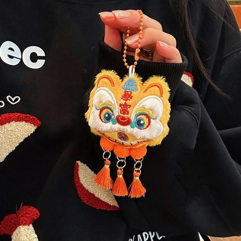 Chinese Style Lion Dance Tassels Pendant Year of Horse Cartoon Lion Dance Keychain Lucky Traditional New Year Zodiac