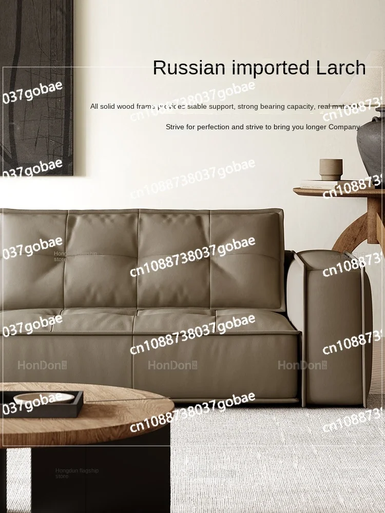 YY Living Room First Layer Cowhide Leather Sofa Modern Simple Straight Row Leather Sofa