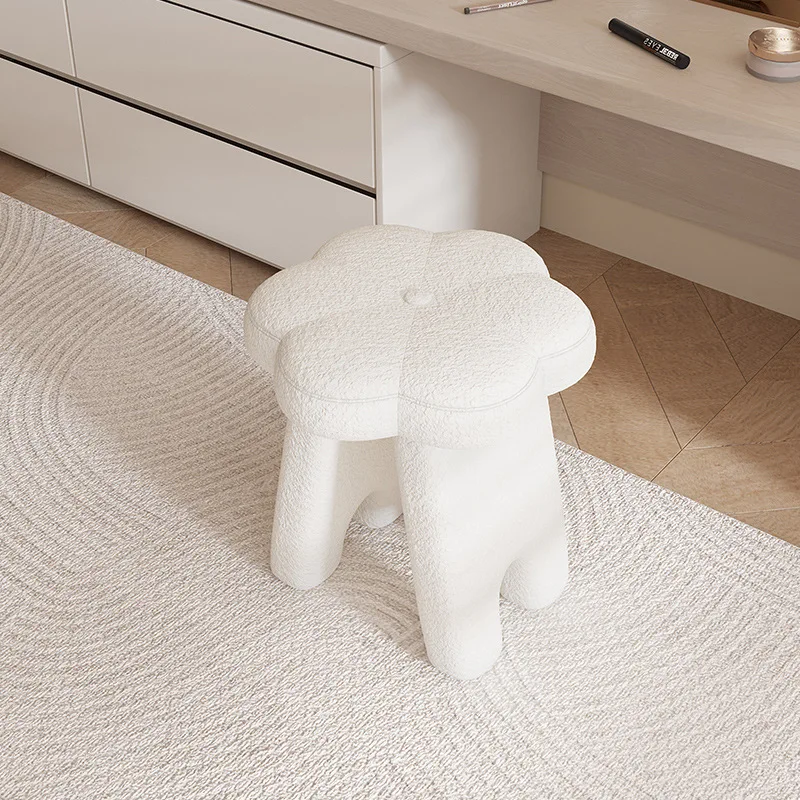 

Cream wind dressing bedroom household girls dresser stool simple modern lamb wool makeup stool