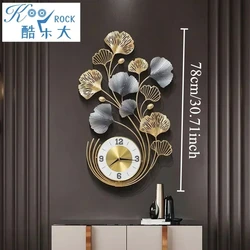 78cm Ginkgo Biloba Wall decoration, big size metal iron crafts, home clock,silent living room, and porch decoration art