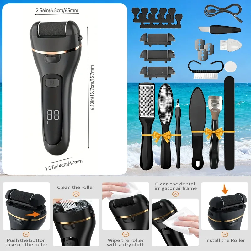 

USB-Powered Electric Foot Grinder Kit - Portable Rechargeable Electronic Pedicure Tools for Home Foot Care