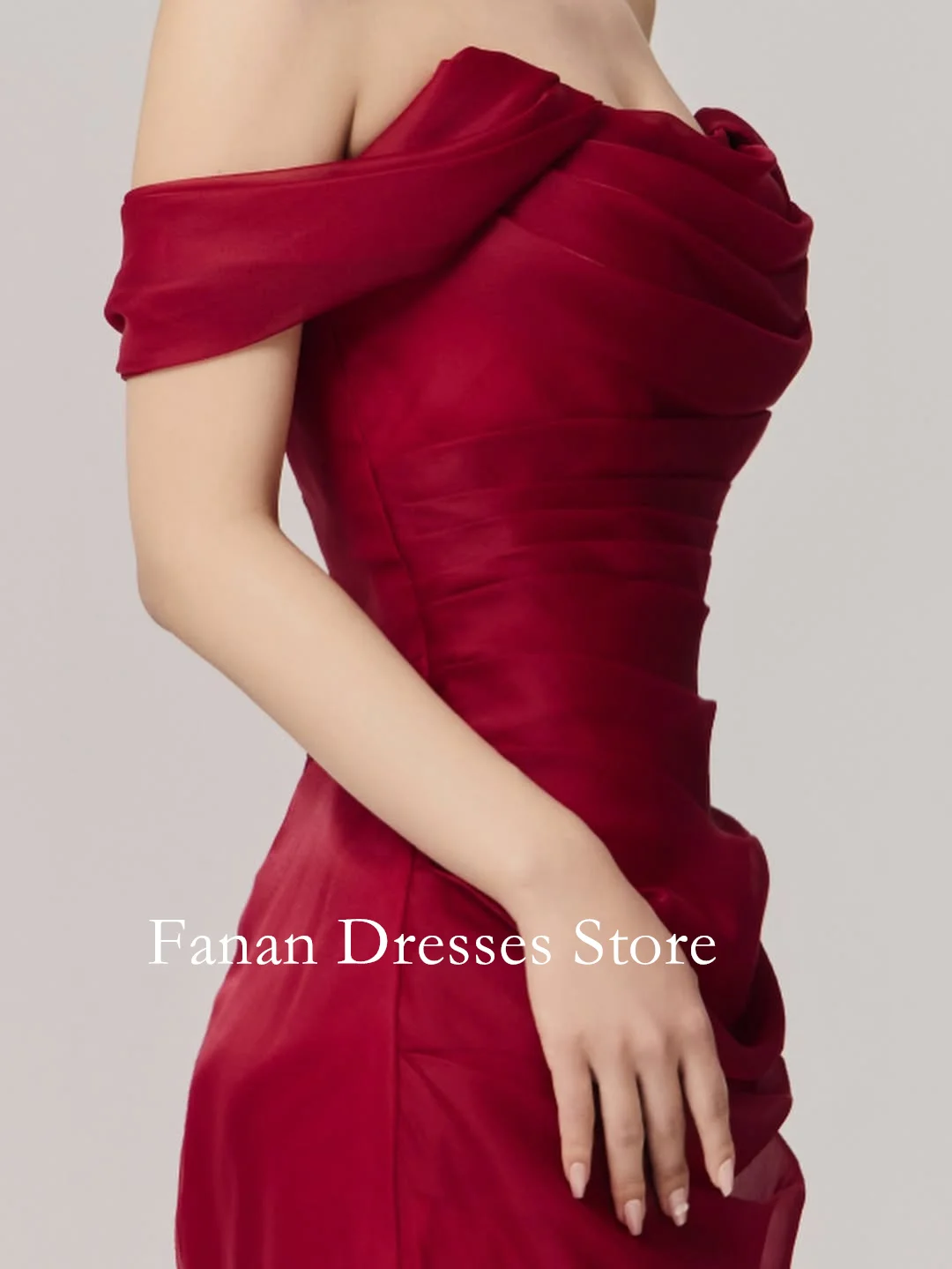 FANAN Abito lungo con volant rosso con spalle scoperte Abiti da festa da sera Abiti da sposa a sirena Abiti da ballo per eventi personalizzati