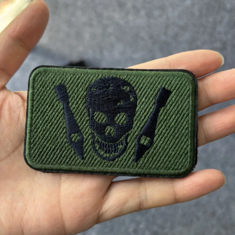 

Skull Patch Embroidery on Clothing Two Missile Tactical Morale Badge Hook Loop Military Patches Backpack Stickers Armband