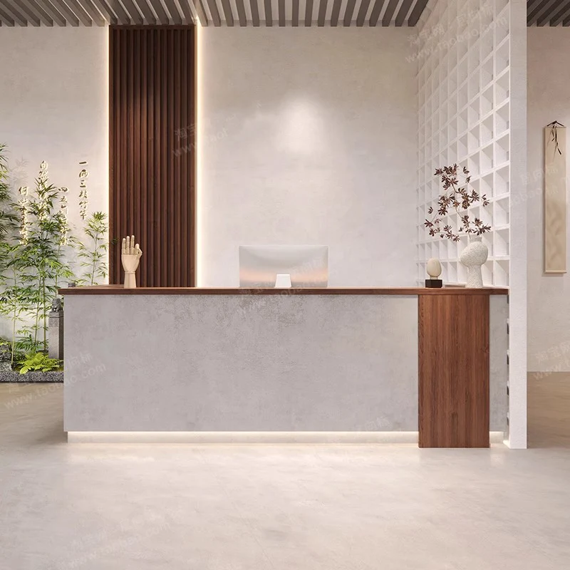 

Trendy Vintage Reception Desk Counter Decorations Storage European Reception Desk Counter Hair Salon Luxury Commercial Furniture