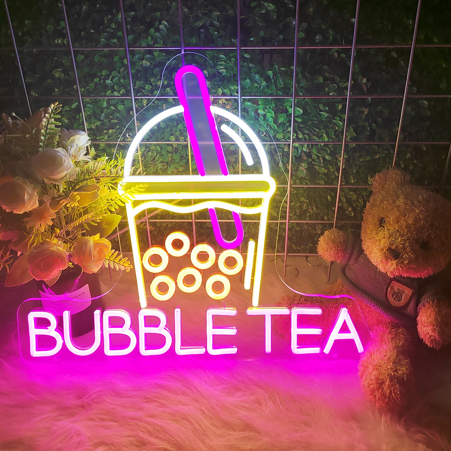 

BUBBLE TEA Led Neon sign Room Wall Boba Tea Neon Light Decor USB Powered Hanging Acrylic For Milk Shakes Tea Bar Cafe Shop